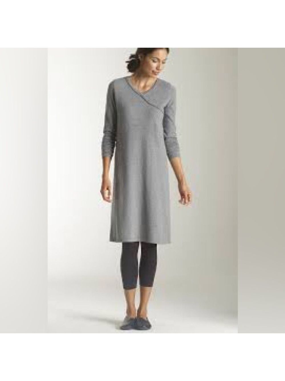 J. Jill Gray Long Sleeve Sweater  Dress Sz Large